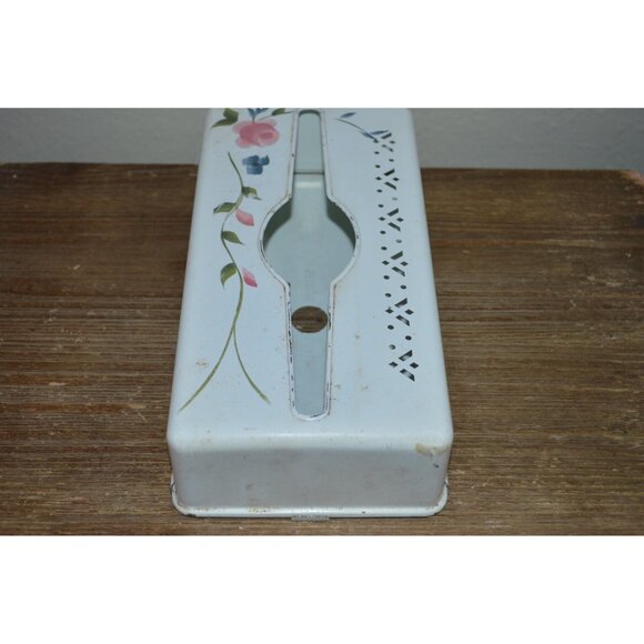 Vintage Detecto Hand Painted Floral Metal Tissue Box Dispenser READ - Picture 2 of 13